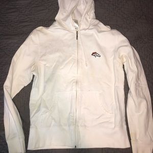 Broncos white hooded zip up